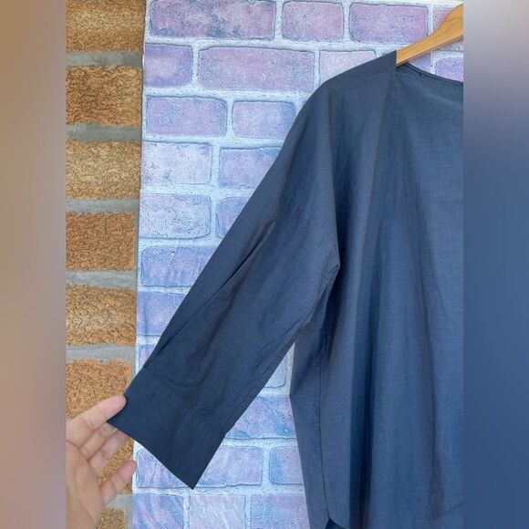 Harshman Womens Mabel Cotton Asymmetrical blue Top large - Picture 5 of 17